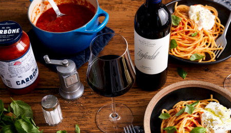 Buccatini with Burrata and Carbone Marinara